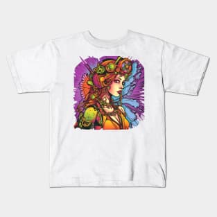 Steampunk Fairy Neon Profile Kids T-Shirt